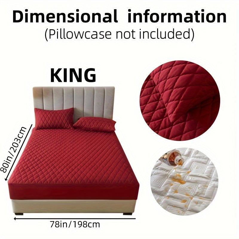 1pc Layered Solid Color Waterproof Mattress Protector (Without Pillowcase And Pillow Insert) Soft And Comfortable Mattress Cover Bedroom Guest Room Bedding Waterproof Mattress Protector Room Bedspread Non-slip All-inclusive P
