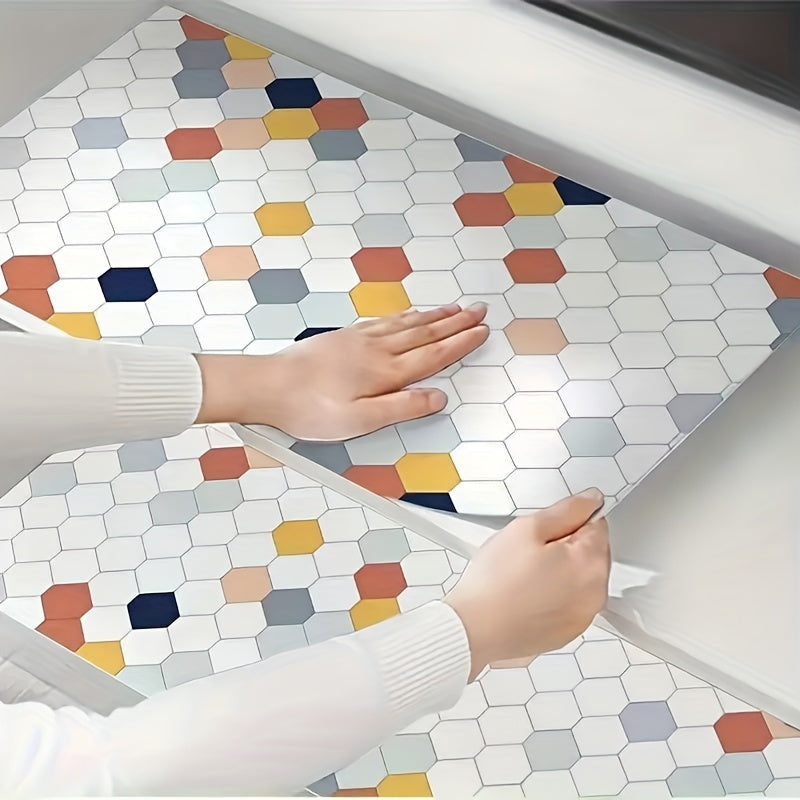 Easy-Apply Hexagon Vinyl Wallpaper - Waterproof & Oil-Proof