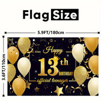Black and Golden Fabric 13th Birthday Banner