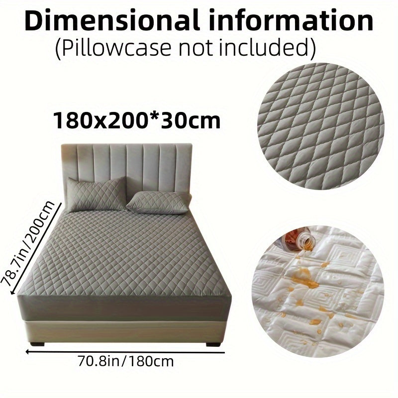 1pc Layered Solid Color Waterproof Mattress Protector (Without Pillowcase And Pillow Insert) Soft And Comfortable Mattress Cover Bedroom Guest Room Bedding Waterproof Mattress Protector Room Bedspread Non-slip All-inclusive P
