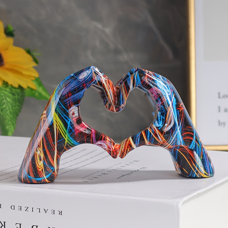 Galactic Heart Hand Gesture Resin Decorative Sculpture