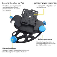 Quick Release Plate Clamp Adapter Camera Waist Belt Clip