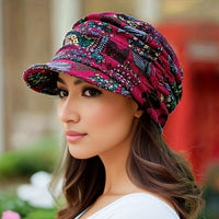 Women's Lightweight Newsboy Cap With Breathable Fabric, Floral Print