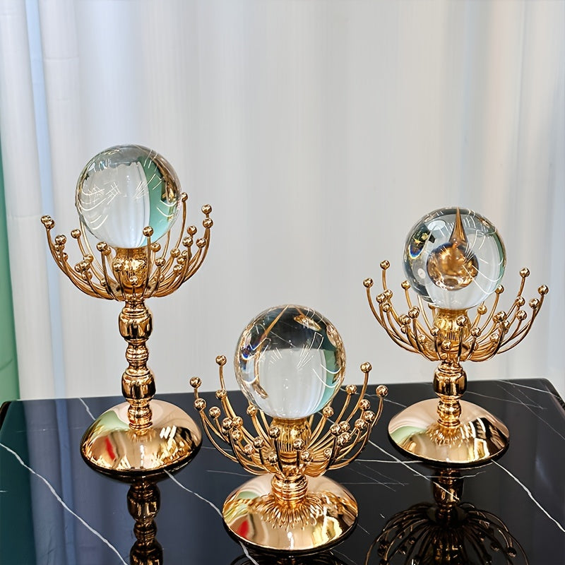 Vintage Golden-Tone Metal & Crystal Love-Themed Decorative Ornament