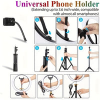 10-Inch USB Selfie LED Light Shooting + Desktop Tripod Stand for iPhone Android, (Warm/ Cool/ Normal) for Live Streaming Makeup Vlog, Photography Accessories, Spring Gif