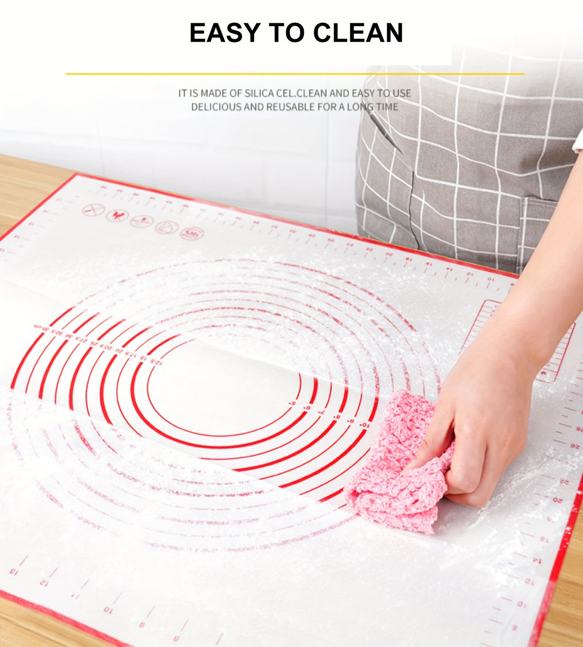 1pc Large Silicone Pastry Mat, Non-Stick Baking Mat for Pizza, Cakes, Dough, Kitchen Cooking, Grilling, Food-Safe Bakeware, Christmas Table Mat, Home Kitchen Essential