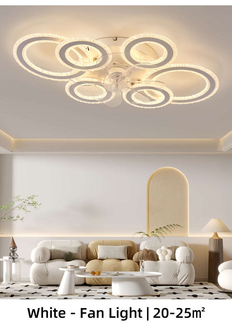 Modern Adjustable Ceiling Fan Light with Remote Control - 6 Brightness Levels, ABS/Acrylic/Metal Design, Mold-Resistant, Ideal for Living Room, Office, Bedroom, Kitchen, Fan for Bedroom, Perfect for Christmas Gifts, Holiday O