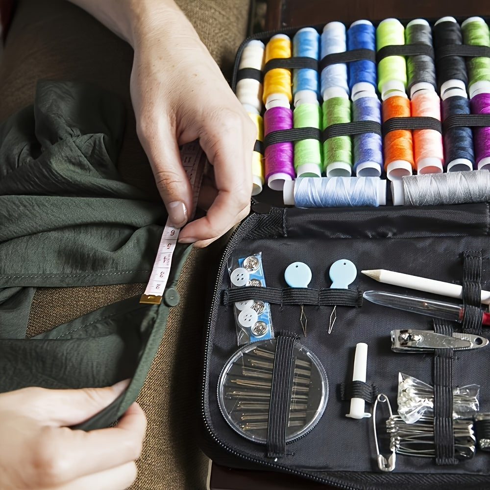 Portable Mini Travel Sewing Kit - Colorful Canvas, All-Season Essentials for Quick Repairs & Everyday Use