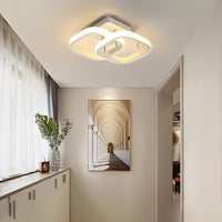 1pc Warm White / Three-color Changing Light Square Design Ultra-thin Anti-flicker Modern Nordic Ceiling Lamp Double Ring Chandelier / Geometric Combination Lamp / Living Room Main Lamp / Bedroom Decorative Lamp / Restaurant A