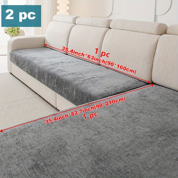 Modern Chenille Sofa Protection Pad 2pc Set – Pet Friendly, Non-Slip, Scratch Resistant – Machine Washable Polyester Sofa Covers for Armchair, Loveseat, 3-Seater, 4-Seater and Sectional Sofas
