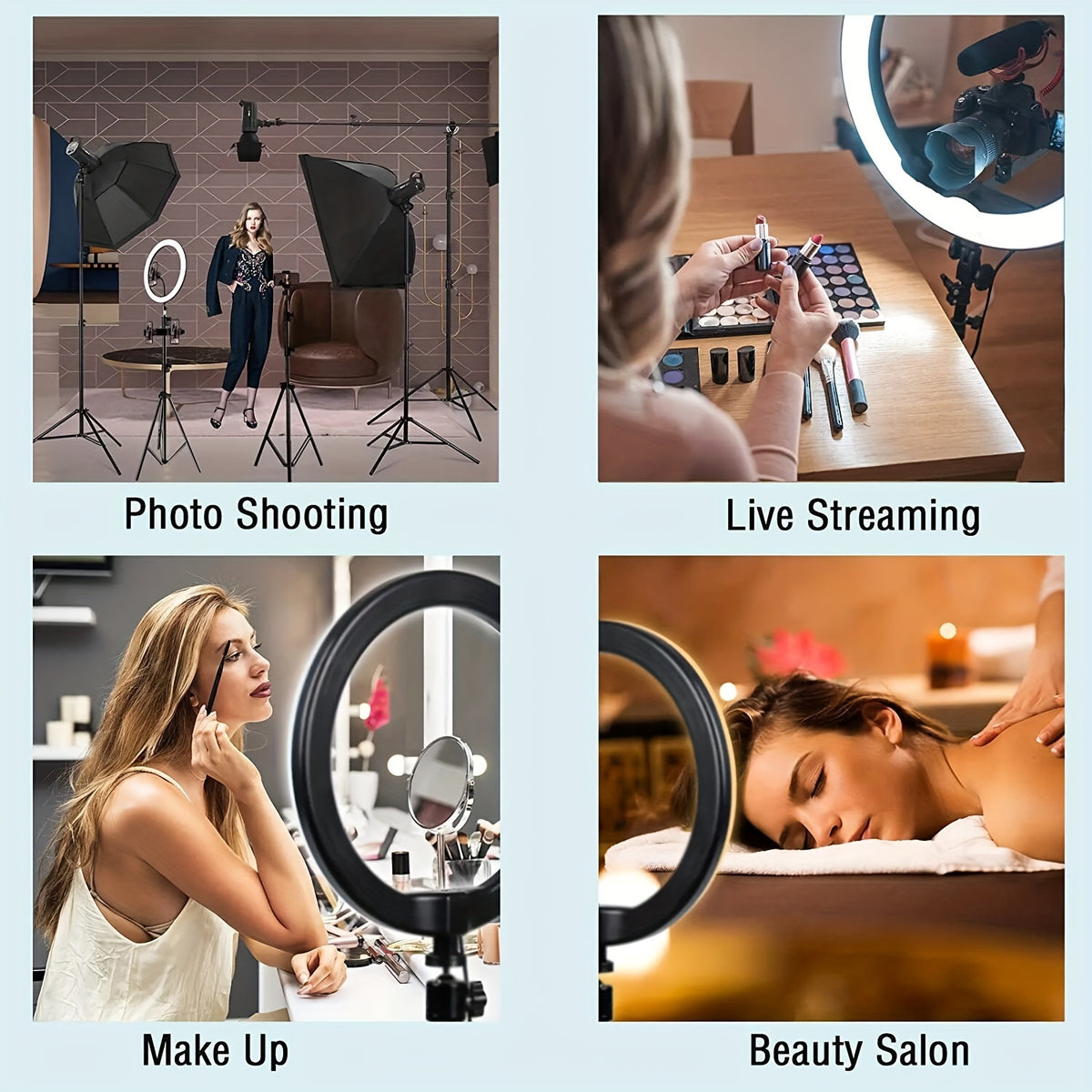 LED Selfie Ring Light with Tripod Stand & Flexible Phone Holder - USB Powered - 12-Inch