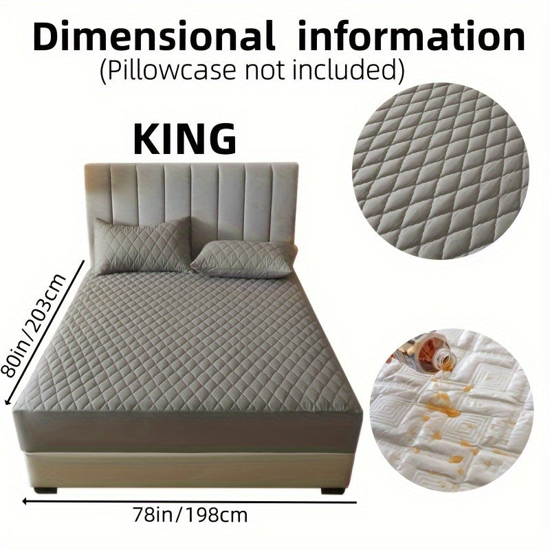 1pc Layered Solid Color Waterproof Mattress Protector (Without Pillowcase And Pillow Insert) Soft And Comfortable Mattress Cover Bedroom Guest Room Bedding Waterproof Mattress Protector Room Bedspread Non-slip All-inclusive P