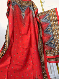 Print Boat Neck Abaya, Elegant Short Batwing Sleeve Loose Dress With Scarf For Spring & Summer, Women'S Clothing