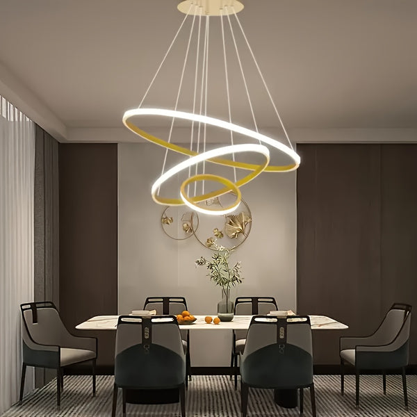 Modern Dimmable LED Chandelier, 3 Color-Tuning, Energy-Efficient, Semi-Flush Mount Iron Shade, Hardwired 85V-265V, Detachable Luxury French Style Ceiling Light for Dining Room, Bedroom, Hallway, Bar & Restaurant