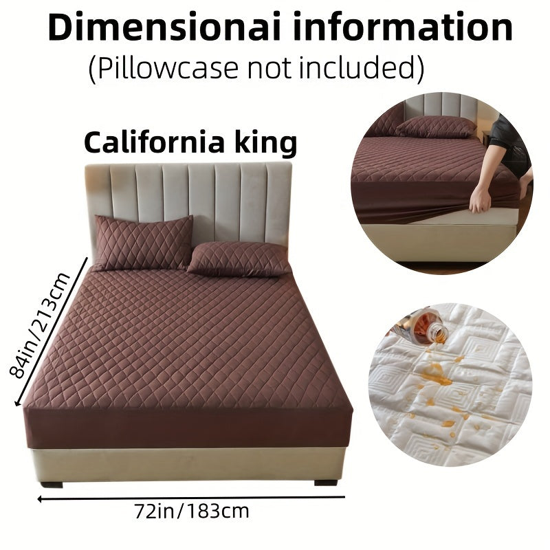 1pc Layered Solid Color Waterproof Mattress Protector (Without Pillowcase And Pillow Insert) Soft And Comfortable Mattress Cover Bedroom Guest Room Bedding Waterproof Mattress Protector Room Bedspread Non-slip All-inclusive P