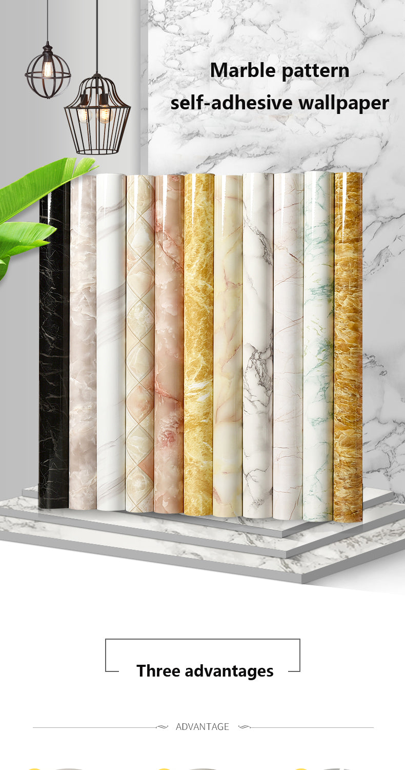 Self-Adhesive Wallpaper, Marble Pattern Vinyl Film Self-Adhesive Contact Paper