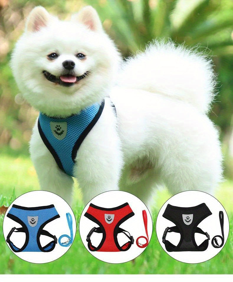 Dog Harnesses Leash, Mesh Cloth Pet Collars