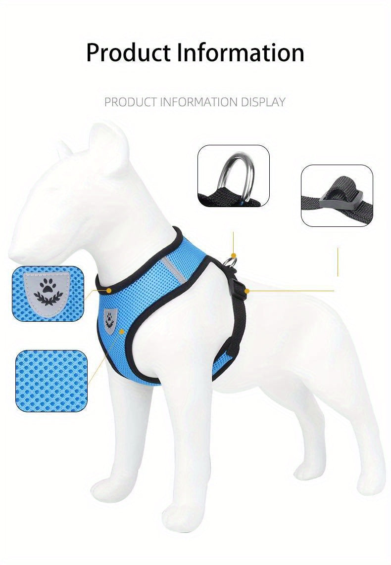 Dog Harnesses Leash, Mesh Cloth Pet Collars