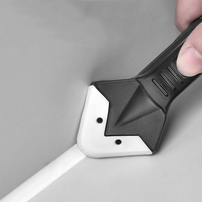 1 Set 3-in-1 Silicone Caulking Tool with Stainless Steel Head, Sealant Cleaner, Grower Scraper, and Glue Board with 5 Interchangeable Pads