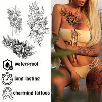 Realistic Flower Temporary Tattoos - Waterproof, Sweat-Proof- 10pcs