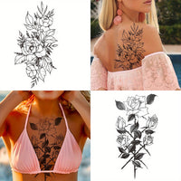 Realistic Flower Temporary Tattoos - Waterproof, Sweat-Proof- 10pcs