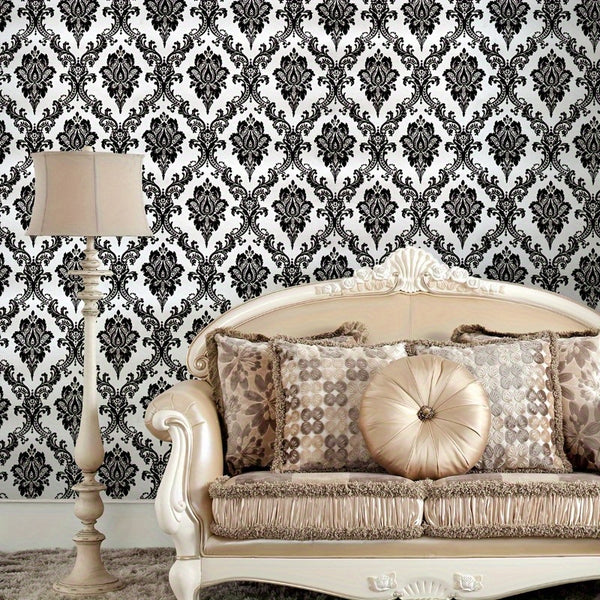 Self-Adhesive Wallpaper, European Vintage Black Pattern Contact Paper