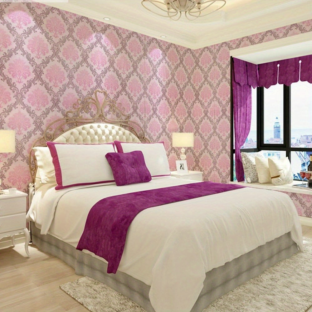 European Style PVC Wallpaper, Silvery Flower Pattern