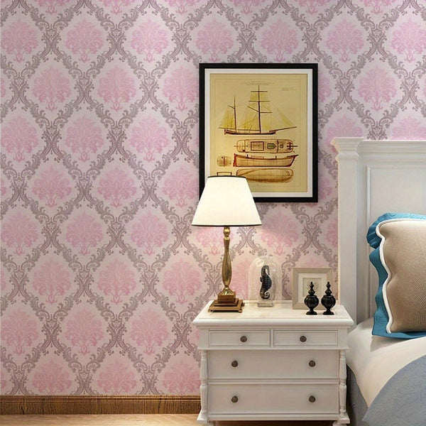 European Style PVC Wallpaper, Silvery Flower Pattern