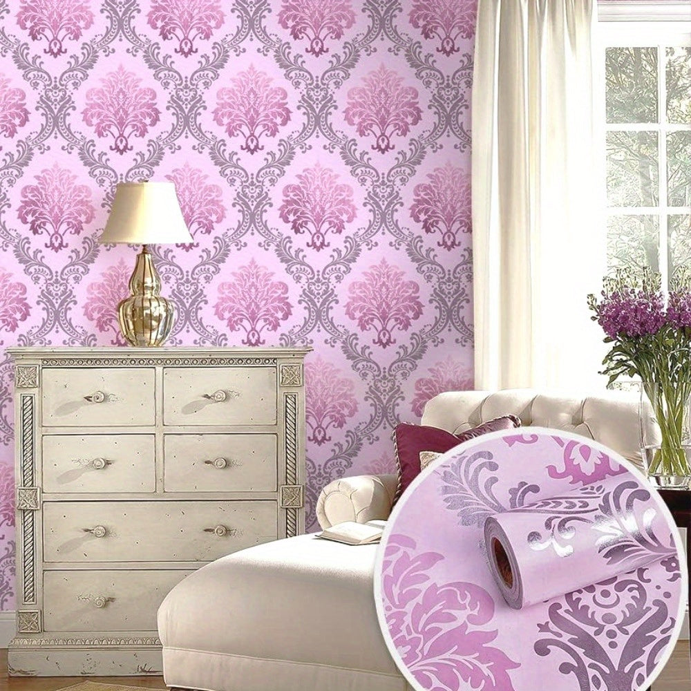 European Style PVC Wallpaper, Silvery Flower Pattern