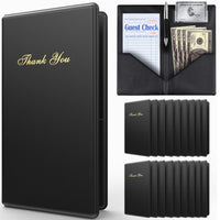 Budgetizer Check Presenters for Restaurants | 6pcs Black Guest Check Books with Golden Lettering | Durable & Professional Design | Includes Pen Slot, Cash Compartment & Receipt Holder | Ideal for Servers