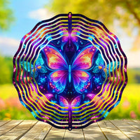 Metal Blue Butterfly Wind Spinner: Yard and Garden Decoration - 25.4cm