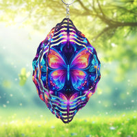 Metal Blue Butterfly Wind Spinner: Yard and Garden Decoration - 25.4cm