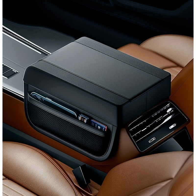 Car Armrest Cushion Pad With Storage Pockets, Universal Center