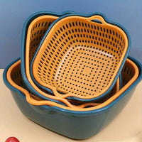 Colander Set, Double Layer Plastic Strainer Baskets - 6pcs