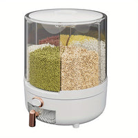 Rotating Cereal Dispenser - 6 Compartment PET Round Food Storage Containe