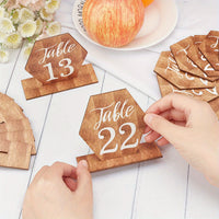 1set 25sets Table Numbers with Wooden Base Hexagon Wedding Reception Table Numbers Self Stand Wedding Centerpieces for Banquet Restaurant Party Decor Small Business, for Return School