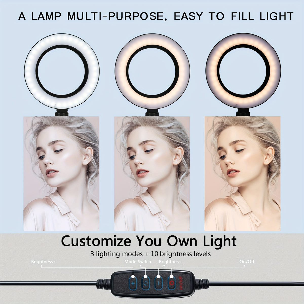LED Ring Light with Tripod Stand - USB Powered - 26.01cm