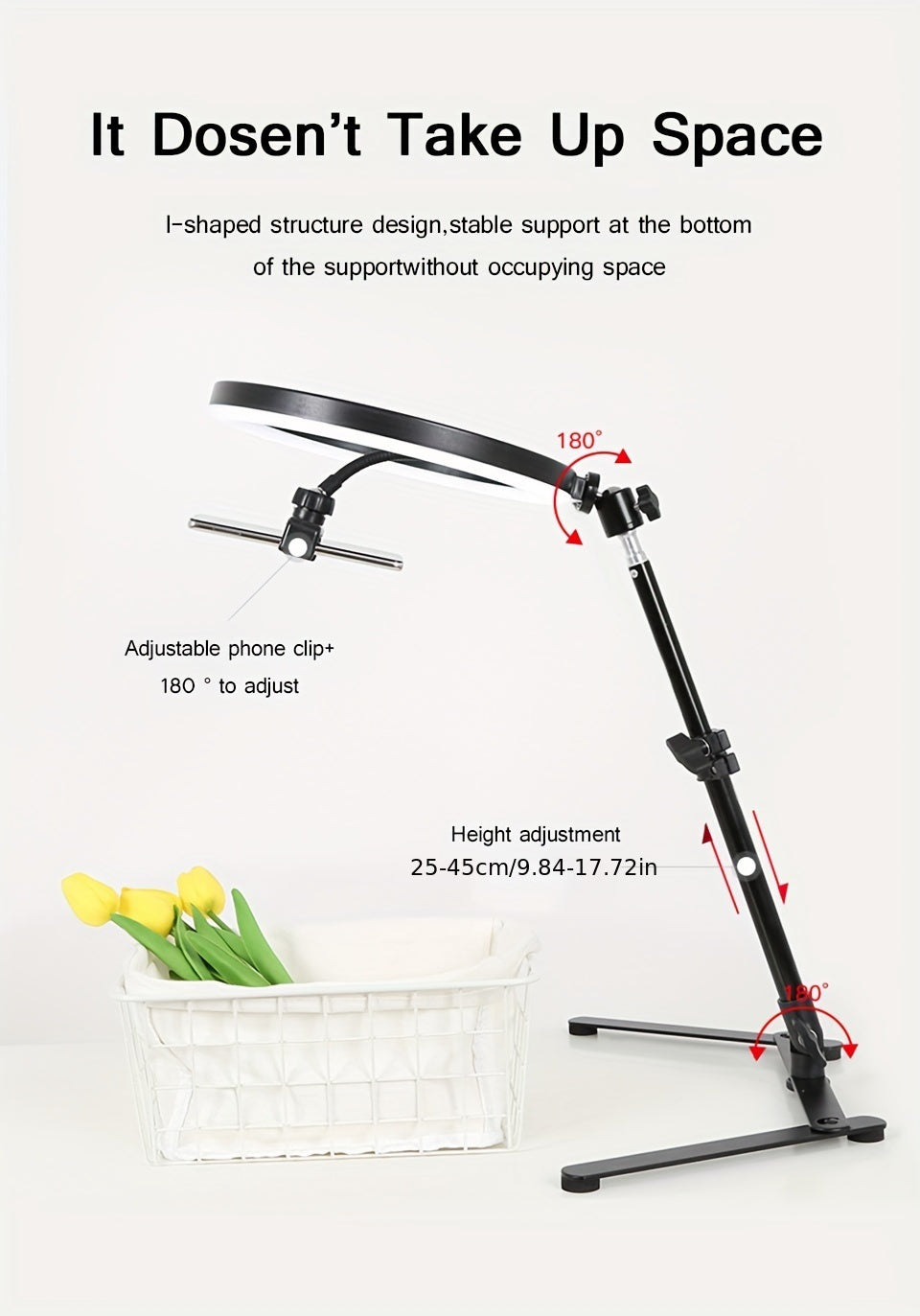 LED Ring Light with Tripod Stand - USB Powered - 26.01cm