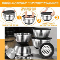 Stainless Steel Mixing Bowl Set with Sealing Lids