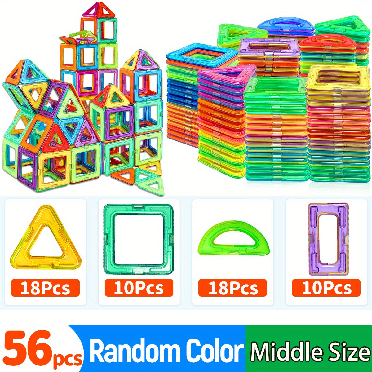 Magnetic Blocks Building Toys, Improve Creativity Hands-On Ability 3D Puzzle Design Toy, for 3 - 6 Years Old Best Birthday Halloween Gifts Random Color