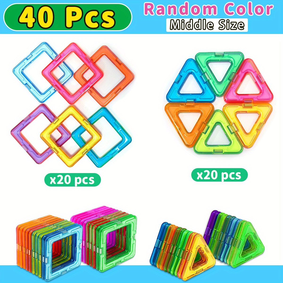 Magnetic Blocks Building Toys, Improve Creativity Hands-On Ability 3D Puzzle Design Toy, for 3 - 6 Years Old Best Birthday Halloween Gifts Random Color