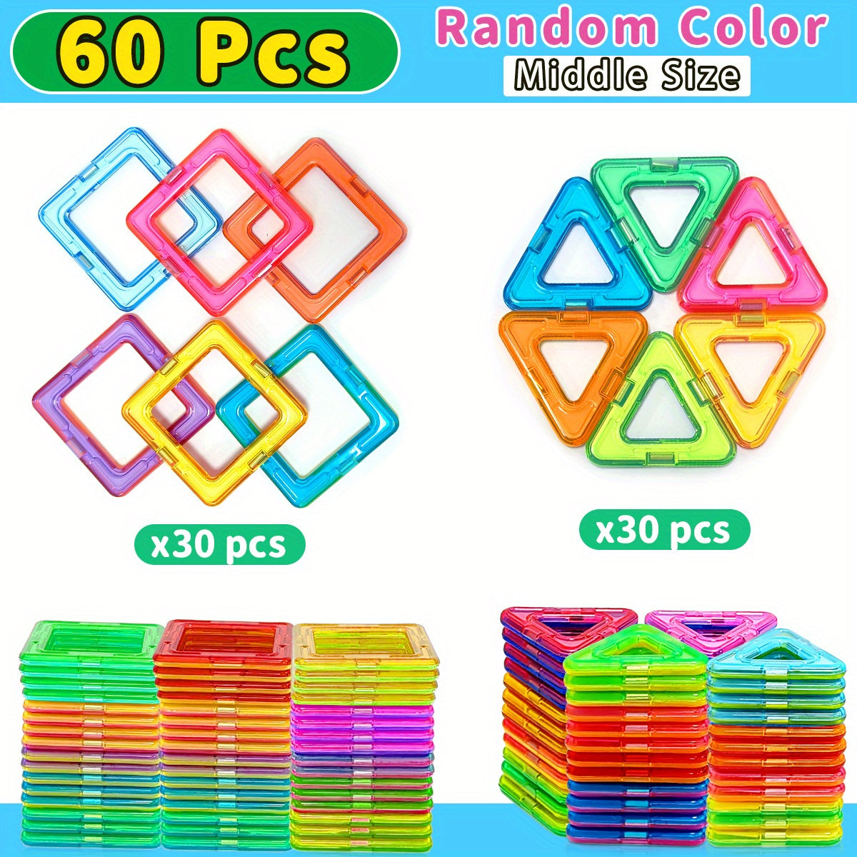 Magnetic Blocks Building Toys, Improve Creativity Hands-On Ability 3D Puzzle Design Toy, for 3 - 6 Years Old Best Birthday Halloween Gifts Random Color