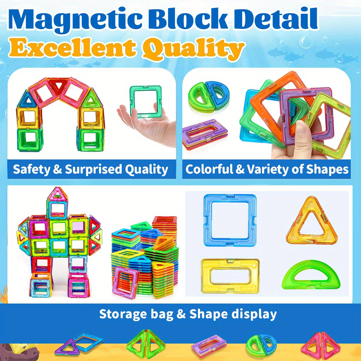 Magnetic Blocks Building Toys, Improve Creativity Hands-On Ability 3D Puzzle Design Toy, for 3 - 6 Years Old Best Birthday Halloween Gifts Random Color