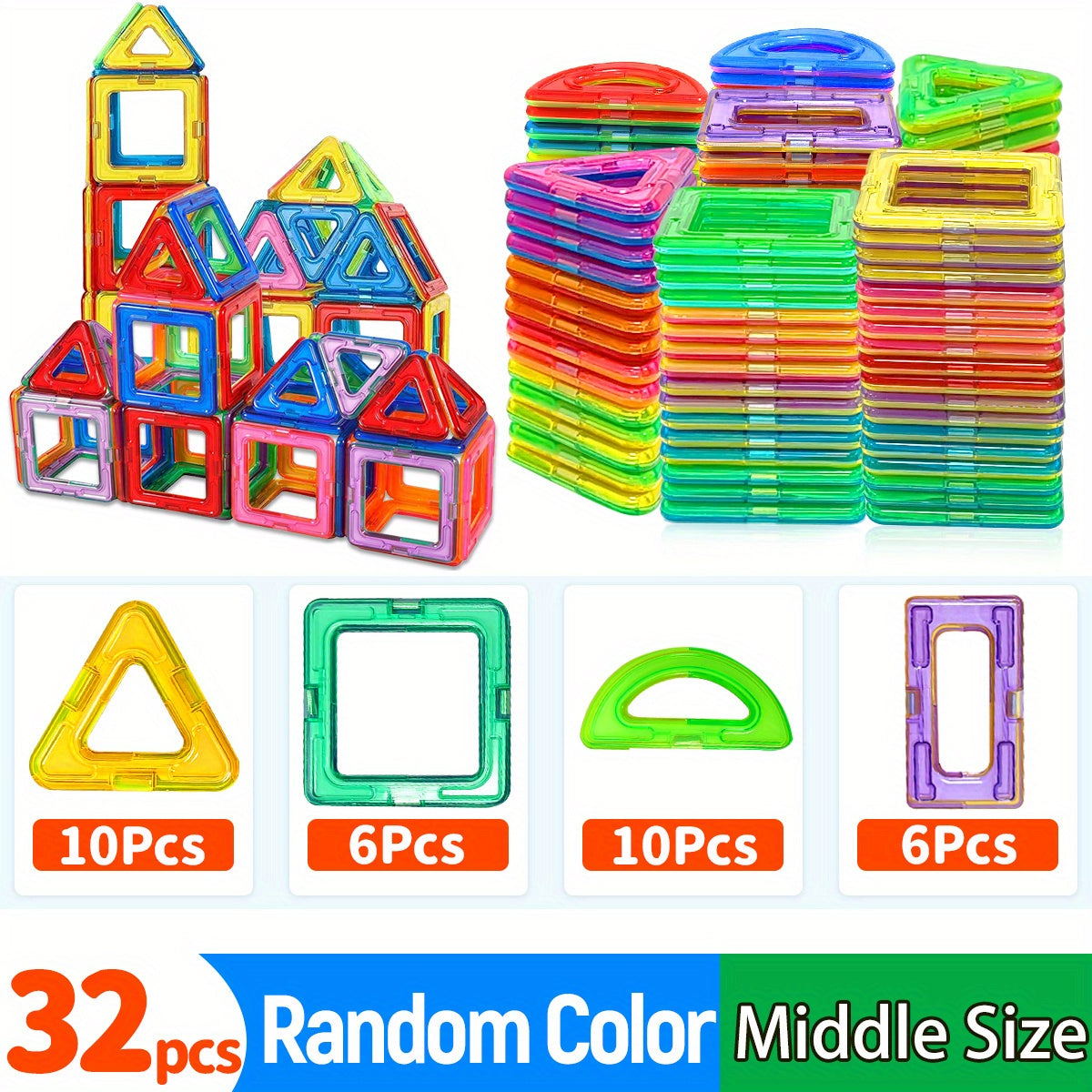 Magnetic Blocks Building Toys, Improve Creativity Hands-On Ability 3D Puzzle Design Toy, for 3 - 6 Years Old Best Birthday Halloween Gifts Random Color