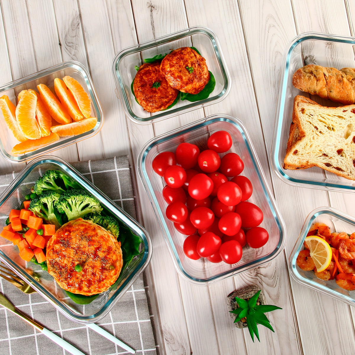 10 Pcs Premium Glass Meal Prep Containers