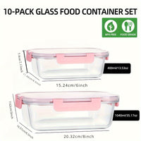 10 Pcs Premium Glass Meal Prep Containers