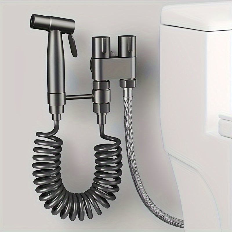 Dual-Function Stainless Steel Toilet Spray Gun with One Inlet and Two Outlets