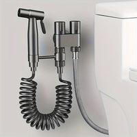 Dual-Function Stainless Steel Toilet Spray Gun with One Inlet and Two Outlets