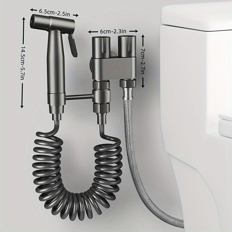 Dual-Function Stainless Steel Toilet Spray Gun with One Inlet and Two Outlets