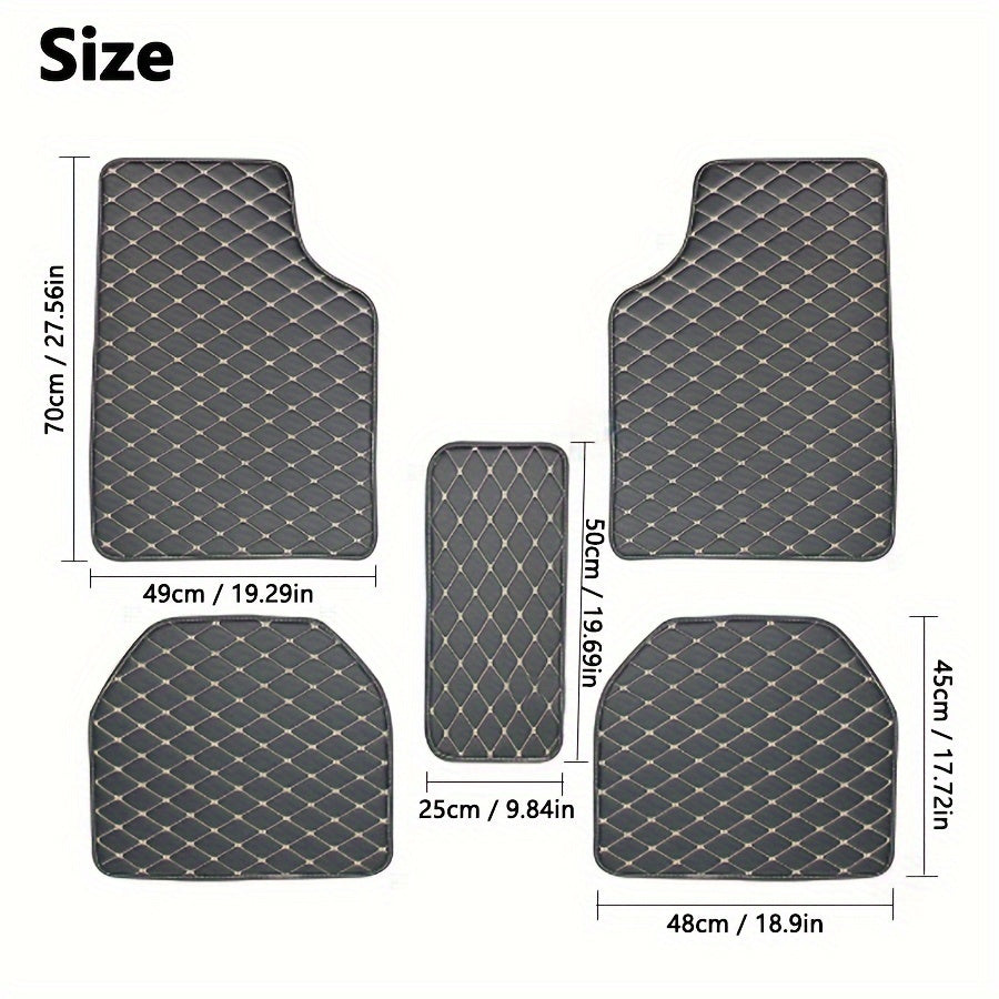Universal Waterproof PU Leather Car Floor Mats - 5pcs - Durable And Stylish